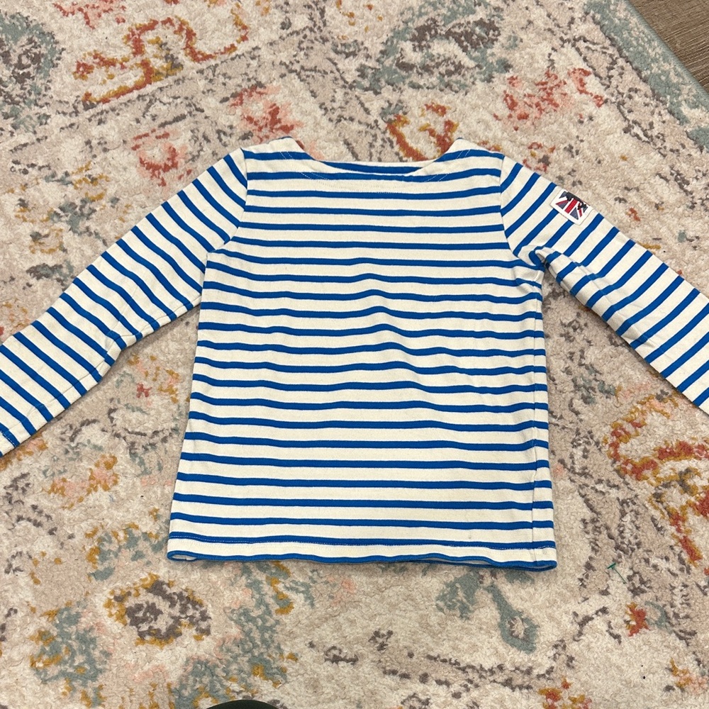 Mini Boden Blue and White Striped Long Sleeve Tee
